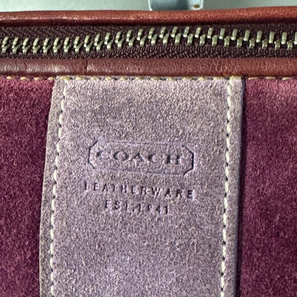 Coach Signature C Brown & Purple Canvas & Suede Baguette Shoulder Bag - Picture 2 of 12